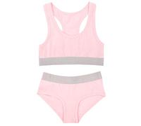 Lora Dora Girls Crop Top Vest Training Bra + Briefs Knickers Set Pink 7-8 Years