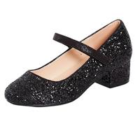Lora Dora Girls Faux Leather Party Shoes Black Glitter UK 13