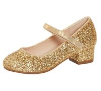 Lora Dora Girls Low Heeled Shoes Block Mary Jane Strap 11240 Special Occasions Pump Shoe Patent Black, Silver, Red, Gold, Fuchsia, Glitter EU 10/28 - UK 2/34