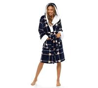 Lora Dora Ladies Dressing Gown Womens Luxury Tartan Check Robe Navy X-Large UK 20-22