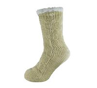 Lora Dora Ladies Girls Luxury Chenille Slipper Bed Socks Beige One Size
