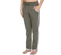 Lora Dora Womens 100% Cotton Stripe Jogging Bottoms Open Hem Pockets Khaki UK 10