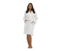 Lora Dora Womens 100% Cotton Waffle Bathrobe + Belt White M UK 12-14