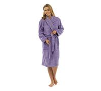 Lora Dora Womens Cotton Towelling Bath Robe Ladies Luxury Hotel Terry Dressing Gown Bathrobe Highly Absorbent Natural Women Hooded and Shawl Towel Bath Wrap Lilac