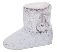 Lora Dora Womens Faux Fur Slipper Boots Ladies Memory Foam Plush Grey Bootie Slippers Grey M/UK 5-6