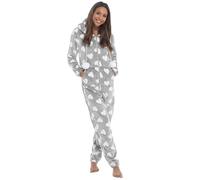 Lora Dora Womens Heart Print Onesie Grey X-Large