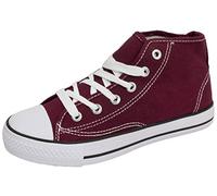 Lora Dora Womens Hi Top Canvas Trainers Burgundy UK 1