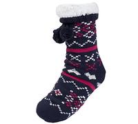 Lora Dora Womens Lined Slipper Socks Navy S-M