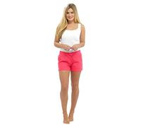 Lora Dora Womens Linen Shorts With Elasticated Waist Holiday Beach Hot Pants Ladies Size UK 10-18 Pink Size 14