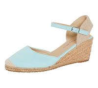 Lora Dora Womens Strappy Peeptoe Hessian Wedge Sandals Ladies Summer Shoes Mint Green UK 4