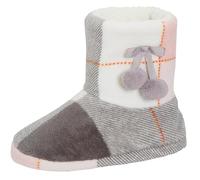 Lora Dora Womens Tartan Slipper Boots Grey S UK 3-4