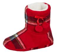 Lora Dora Womens Tartan Slipper Boots Red S UK 3-4
