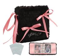 Lora Rossie 3 inch Mini Kpop Photocard Binder Kpop Photocard Holder Book, 50pcs Holographic Photocard Card Sleeves, Mini Photo Album for Photo Card Collecting 20 Page 40 Pockets (Black Plush)