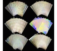 Lora Rossie 300 Pcs Kpop Photocard Sleeves Laser Flashing Card Sleeves Heart Star Glass Gemstone Rainbow Holographic Trading Card Protector for Photocard Mini Polaroid Kpop Photo Cards