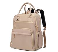 LORADI 18 Pockets Large Changing Bag Backpack (Mocha) | Pram Clips, Luggage Sleeve for Travel, 4 Insulated Pockets，Water-resistant, Easy to Clean, Durable