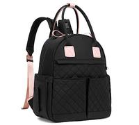 LORADI Medium Diaper Bag Backpack with Storller Clips, Water-Resistant Cute Diaper Tote with Anti-Theft Pocket, Black