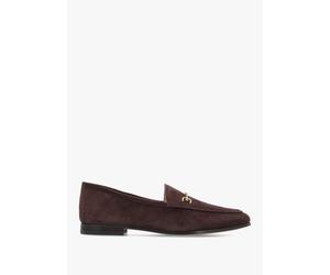 Loraine Chocolate Suede Loafers - Brown Suede / 5