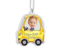 lorajewel Gift for Dad Personalised Keyring with Photo Name - Drive Safe Daddy - Gift for Daddy Fathers Day Christmas Birthday Keychain Gifts from Son Daughter - Car Ornament Hanging