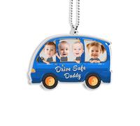 lorajewel Gift for Dad Personalised Keyring with Photo Name - Drive Safe Daddy - Gift for Daddy Fathers Day Christmas Birthday Keychain Gifts from Son Daughter - Car Ornament Hanging
