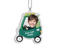 lorajewel Gift for Dad Personalised Keyring with Photo Name - Drive Safe Daddy - Gift for Daddy Fathers Day Christmas Birthday Keychain Gifts from Son Daughter - Car Ornament Hanging