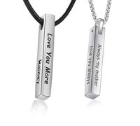 lorajewel Personalised Couples Necklace with Name Stainless Steel Ring Pendant Matching Necklace Gift for Him Her (Style 4)