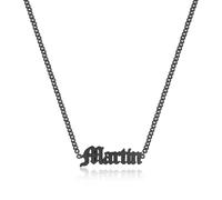 lorajewel Personalised Men's Name Necklace Silver Gold Black Chains Personalised Jewellery Gifts for Men,Dads,Grandads,Husbands,Boyfriends (Black-1 name)