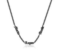 lorajewel Personalised Men's Name Necklace Silver Gold Black Chains Personalised Jewellery Gifts for Men,Dads,Grandads,Husbands,Boyfriends (Black-3 name)