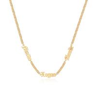 lorajewel Personalised Men's Name Necklace Silver Gold Black Chains Personalised Jewellery Gifts for Men,Dads,Grandads,Husbands,Boyfriends (Gold-3 name)