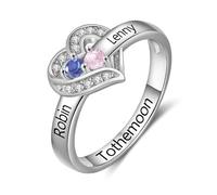 lorajewel Personalized 925 Sterling Silver Women's Rings with Name Birthstone Promise Anniversary Valentine's Day Rings Gifts for Her (Style 1)