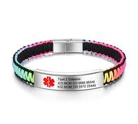 lorajewel Personalized Medical Alert ID Wristbands Stainless Steel Silicone Emergency Wristband Adjustable Emergency SOS Wristband for Men Women, Free Engraving (Style 13)