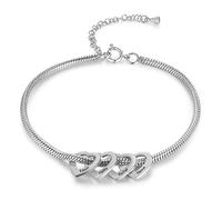 lorajewel Women's Anklet with Name Personalised Heart Pendant Anklet Gift for Women Mother's Day Birthday Christmas (Silver-4)