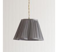 Small Pleated Faux Silk Scalloped Easy Fit Lamp Shade Dark Grey
