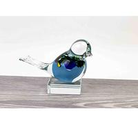 LORANTO Small Handmade Glass Urn with bird figure A wonderful way to commemorate someone glass ornaments are handmade, so each figure is unique Skyblue