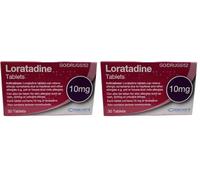 Loratadine Hayfever & Allergy Relief 10mg 1 Box x 30 Tablets GSL Crescent (Pack of 2)