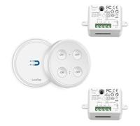 LoraTap Wireless Light Switch Kit, 656ft Range Remote Control Wall Switch for LED Lighting and Electric Appliances, Dual On/Off 2pcs 2500W Relay Receivers, White, 5 Years Warranty