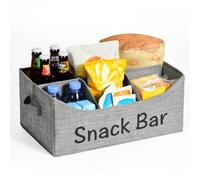 Lorbro Snack basket Organizer and Storage for Countertop, Fabric 6 Compartment Snack Box Bin with Handle，Foldable Pantry Storage for Kitchen Cabinet，Packets, Pouches, Spice Packets, Drinks, Tea Bags