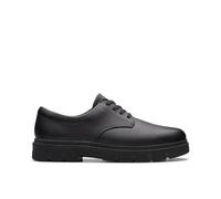 Clarks Youth Lorcam Loop Lace Leather School Shoe, Black, Size 5.5 Older Black