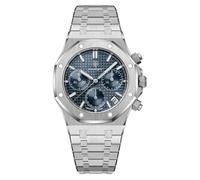 Lorciix Men’s 42mm Stainless Steel Chronograph Watch, Quartz Movement, Octagonal Bezel, Luminous Hands, Date Display, 30M Water Resistant, Butterfly Clasp, Blue/Black/Silver Dial Options, Silver Blue