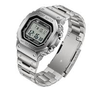 Lorciix Men's Digital Sport Watch - Waterproof 50M Military LED Watch with Backlight, Stopwatch, Alarm, Steel Strap, Shockproof Outdoor Electronic Wristwatch, Silver, Fashion Watch