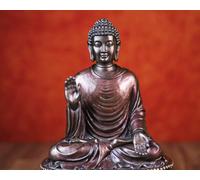 Lord Buddha Statue, 23 cm Bonded Bronze Buddha Statue, Abhaya Mudra Buddha Figure, Fearless Shakyamuni Buddha Idol, Meditation Room Decor