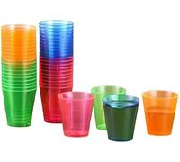 LORD C Multi-Coloured Plastic Shot Glasses, Reusable 30ml Party Cups, Bright, Colourful Drinking Glasses for Shots, Cocktails and Celebrations Pack of (30)