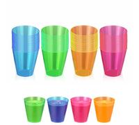 LORD C Plastic neon Shot Multi Use Glasses Reusable Rainbow for Indoor Outdoor Use BBQs, Picnics, Weddings and Camping, Beach, Essential Cup Festival Glow in Dark Neon Glasses (60)