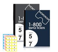 LORD C Raffle Tickets Cloakroom Jumbo Fun Events Bingo Lucky Draw Coloured Perforated Raffled Ticket Books Numbered 1 To 800 With Tear Away Stubs Perforations 160 Sheets (Classic Edition)