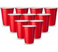 LORD C Red Cups Reusable Plastic Cups 16oz Drinking Mugs Takeaway Measures Disposable Cup Ideal for American Pie Games BBQ Parties Birthday Christmas Bar Games Wedding (Dark RED 10PC)