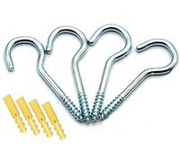 LORD CIG Screw in Washing Line Hooks 4PC 100mm with Plugs Clothes Line Hooks Ceiling Self Tapping Stainless Steel Rust Proof Hanging Plants, Cups, for Indoor and Outdoor