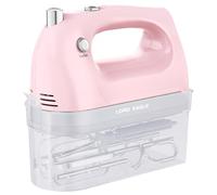 Lord Eagle 400W Hand Mixer Electric Whisk 5 Speed for Baking Cake | Handheld Mixer for Egg Cream Food Beater, Turbo Boost/Self-Control Speed + Eject Button + 5 Accessories, Pink