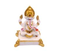 Lord Ganesha Idol - White & Gold Ganpati Statue for Home, Temple & Office - Hindu God Decorative Figurine - Small Resin Ganesh Murti for Puja, Gift & Spiritual Decor - Blessing Idol with Gold Accents
