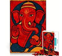 Lord Ganesha Illustration 1000 Piece Jigsaw Puzzles- Enjoyable Game Bright Color Family Enjoyable Perfect Art (50x75cm)