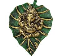 Lord Ganesha on Leaf Wall Hanging with Antique Finish for Home Decor | Ganesh Ji | Brass Ganesh ji