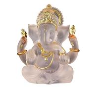 Lord Ganesha Statues 5.51" H White Resin Elephant God Figurines Indian Ganesha Idol Figurine for Home Office Bookshelf Table Desktop Ornaments Housewarming Gift, Elephant God Statue, Lord Ganesha St